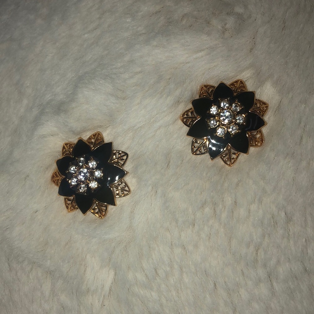 Rhinestone Black Gold Earrings